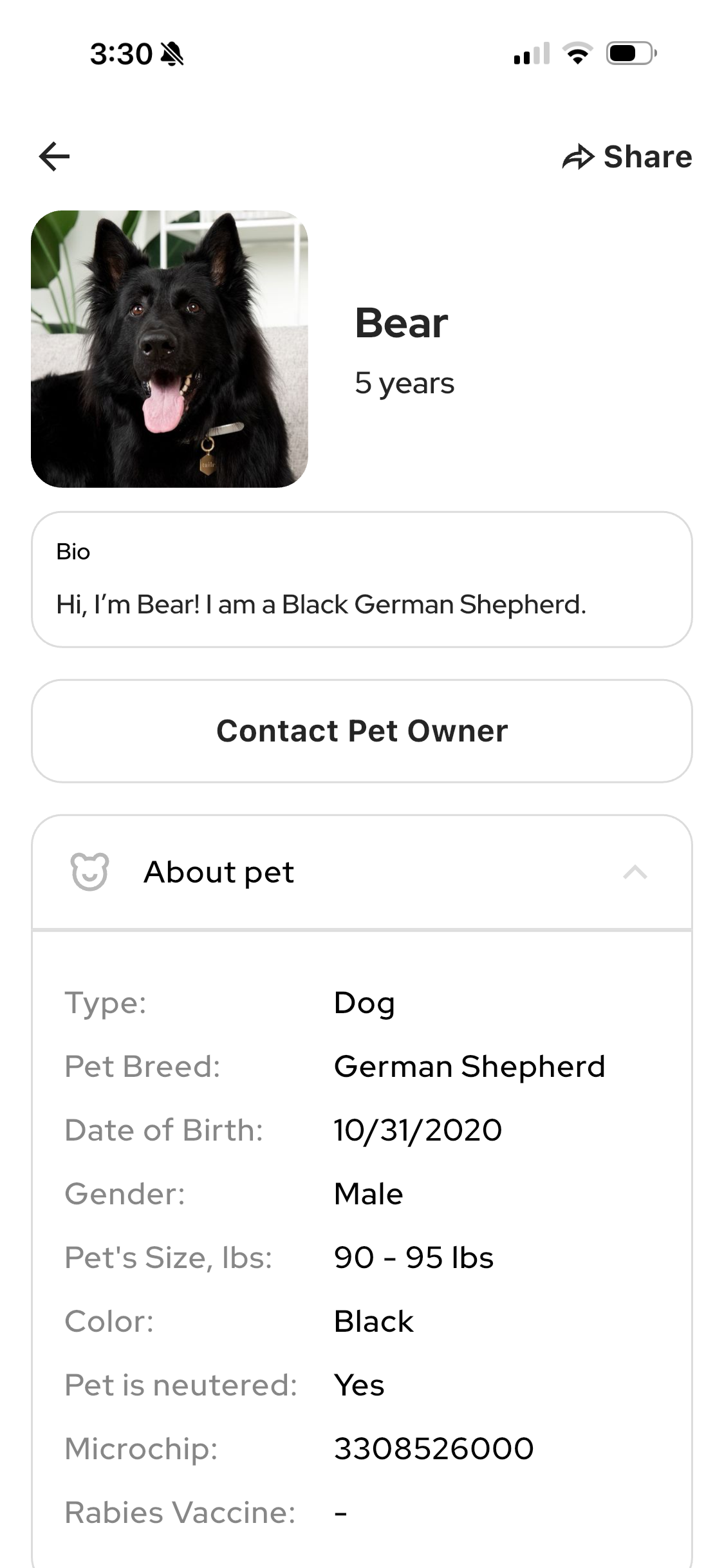 Tailr app shared caregiver access screen