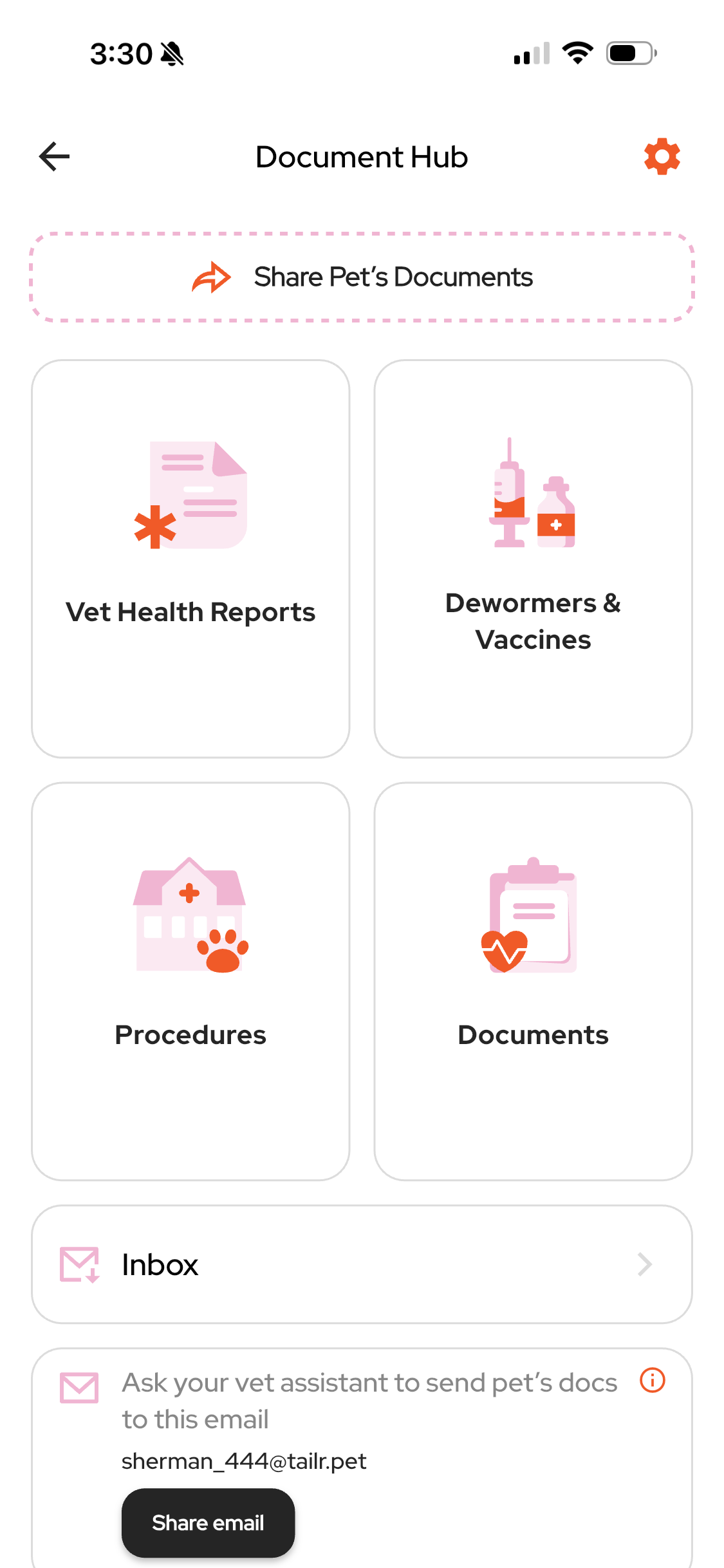 Tailr app pet profile screen